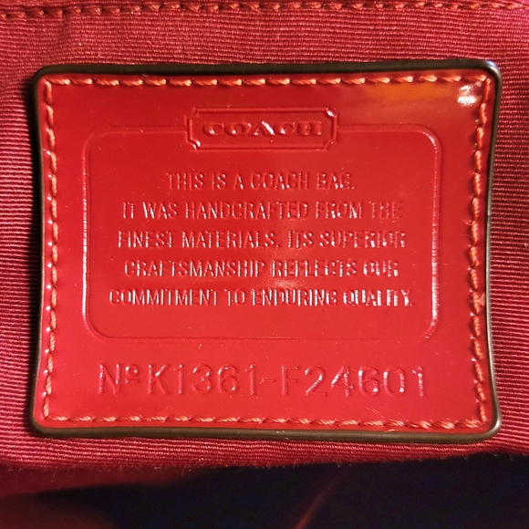 Coach Peyton Signature Convertible Shoulder Bag Tote Handbag F24601 Khaki & Red - Picture 5 of 16